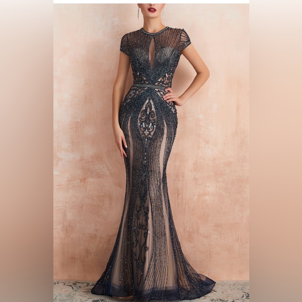 Mermaid Beaded Black Prom Dress